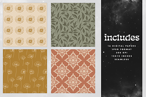 Rustic Garden Seamless Pattern Set