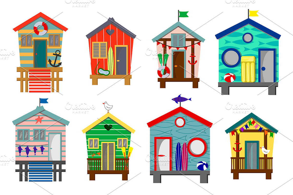 Beach houses set., an Illustration by irina_kutuzova (Photo 2 of 8)