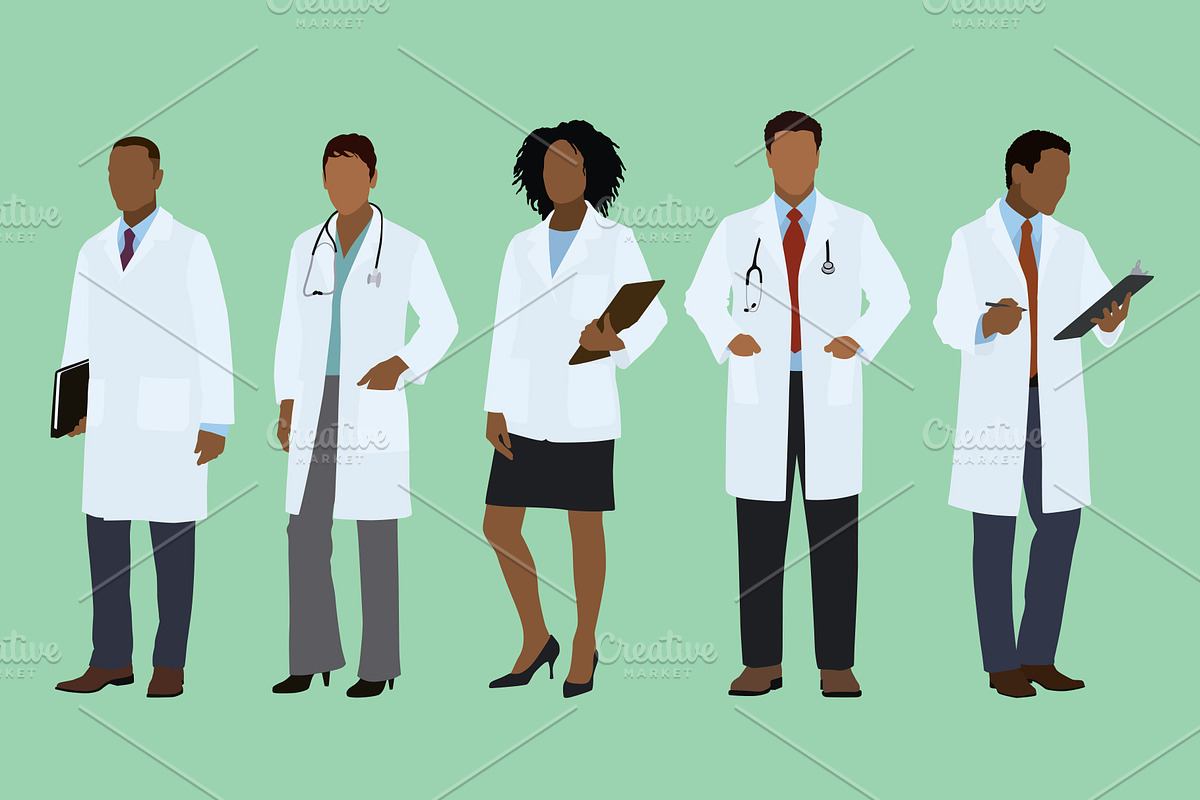 Black Doctors Male and Female, a Healthcare Illustration by Ellegant Media