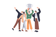 Winners with awards on pedestals set, a Person Illustration by PaperTrident (Thumbnail 10 of 10)