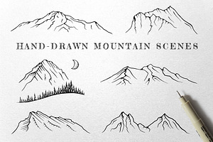 Hand-Drawn Mountain Scenes