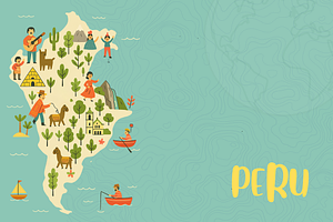 Whimsical Illustrated Map of Peru