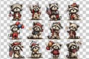 Patriotic Raccoon Watercolor Clipart, a Seasonal Illustration by Nicolle's Colorful Art (Thumbnail 4 of 4)