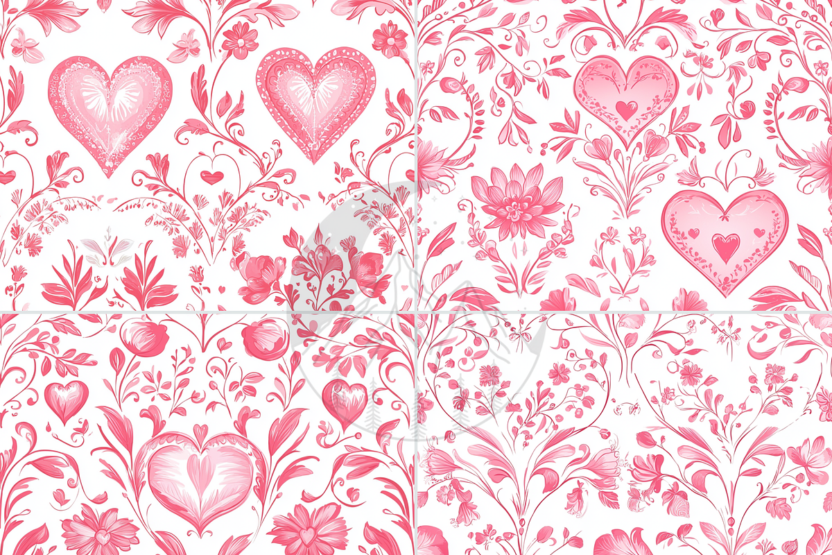 Pink Heart Toile Print, a Pattern Graphic by Paper & Pattern Studio (Photo 6 of 8)