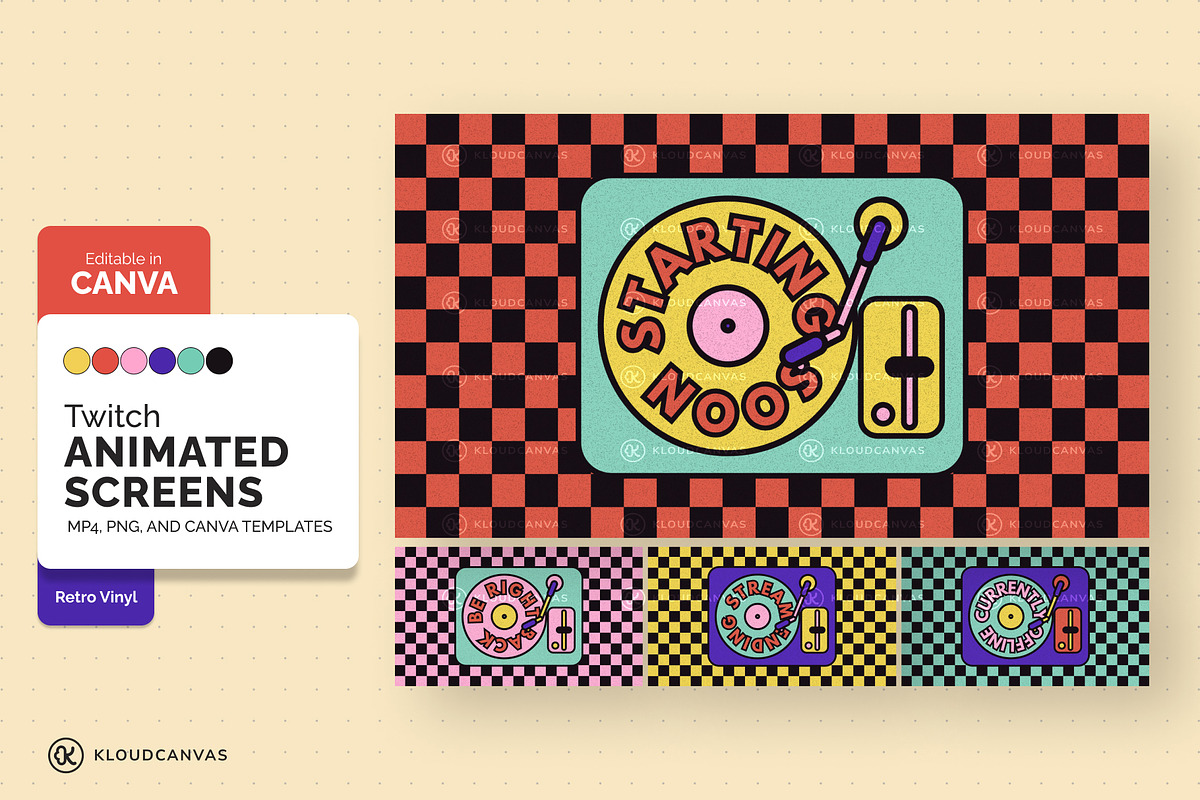 Animated Twitch Screen - Retro Vinyl, a Social Media Template by KloudCanvas (Photo 1 of 5)