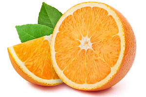 Orange slices isolated on white stock photo containing orange and half