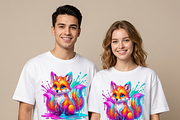Cute Rainbow Paint Drip Fox, a Shirt Mockup by Vector Stall (Thumbnail 5 of 15)