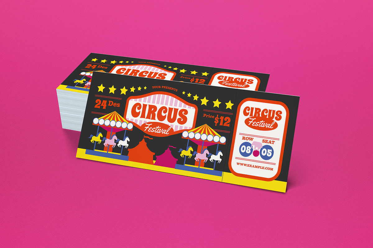 Circus Festival Ticket, a Card Template by graphicook (Photo 3 of 3)