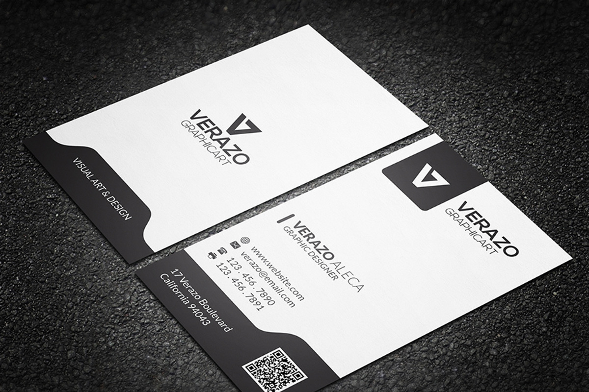 Black & White Vertical Business Card, a Business Card Template by Verazo (Photo 2 of 3)