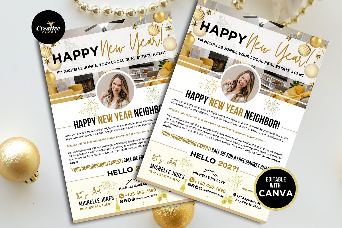 2026 New Year Real Estate Flyer, a Flyer Template by CreativeVinesStore (Photo 1 of 5)