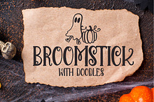 Broomstick Halloween Font & Doodles