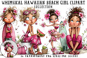 Whimsical Hawaiian Beach Girl Clipar, an Illustration by OK Design (Thumbnail 1 of 3)