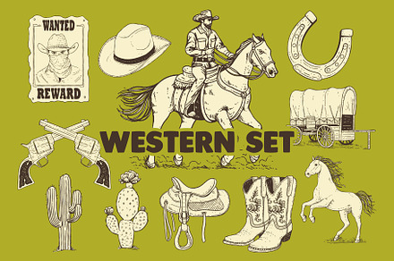 Western Design Set, an Illustration by Bromz Studio