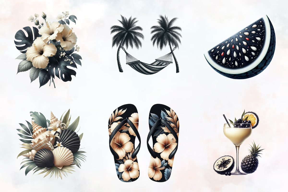 Ivory and Black Hello Summer Clipart, an Illustration by RobertsArt (Photo 2 of 8)