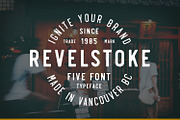 Revelstoke - 5 Font Family, a Sans Serif Font by Greg Nicholls (Thumbnail 1 of 10)