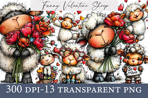 Funny Valentine Sheep Clipart, an Illustration by Designworld