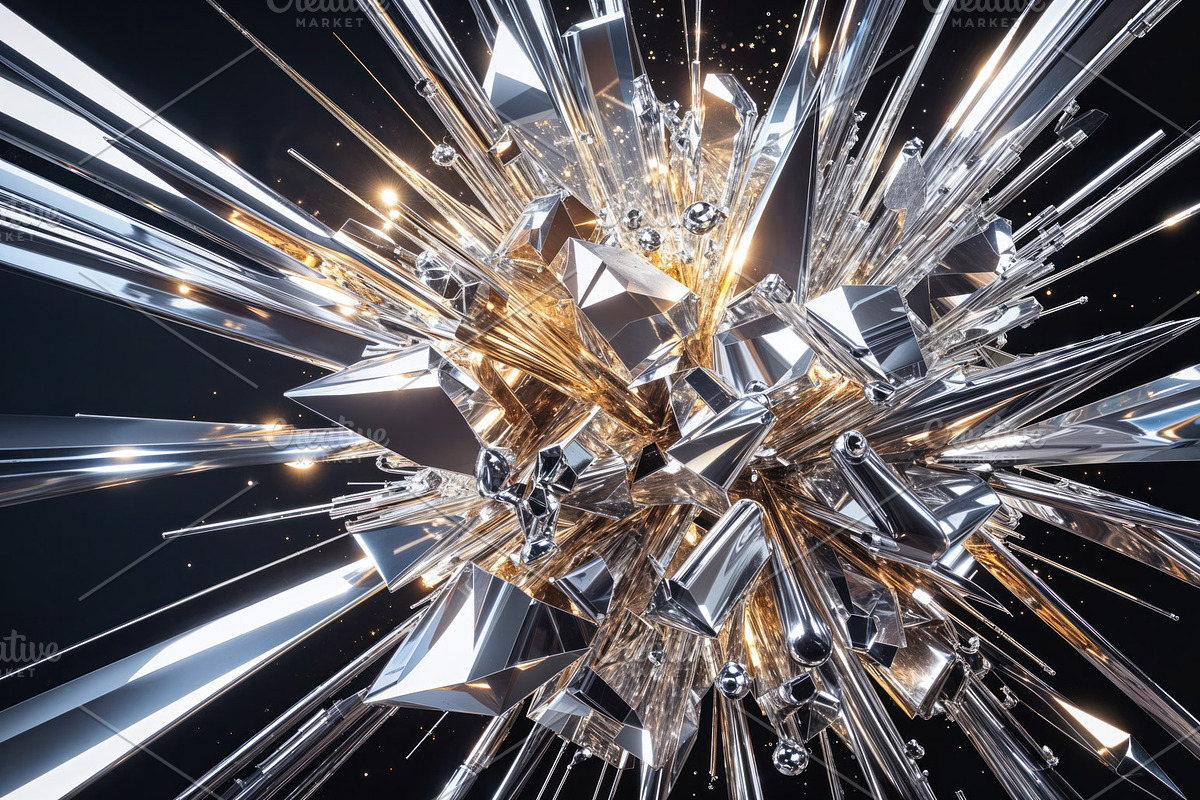 Radiating metallic sculpture, an Illustration by wavebreak