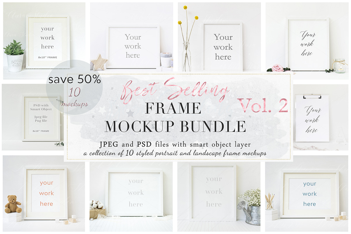 Photo mockup bundle - 8x10'' frame, a Print Template by L'Aura Studio (Photo 1 of 3)