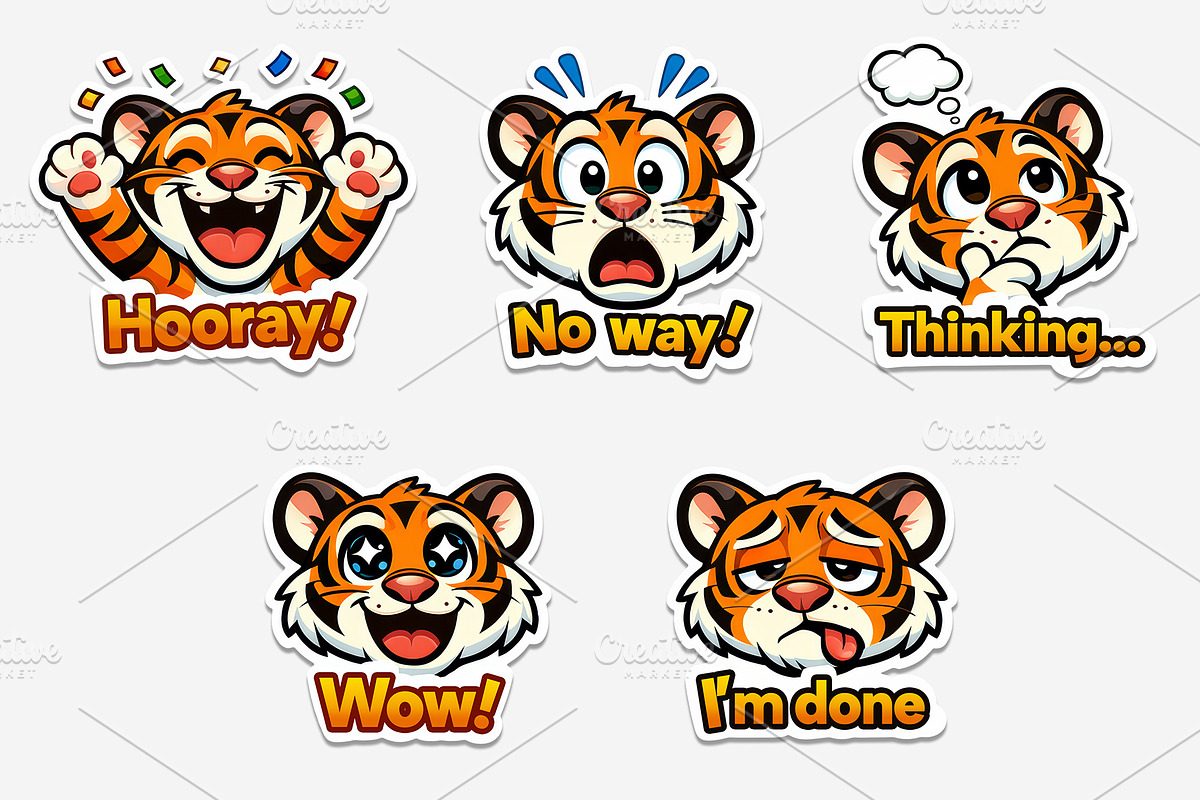 Cute Animal Emoji Sticker Pack, an Animal Illustration by Black Cat Studio (Photo 3 of 5)