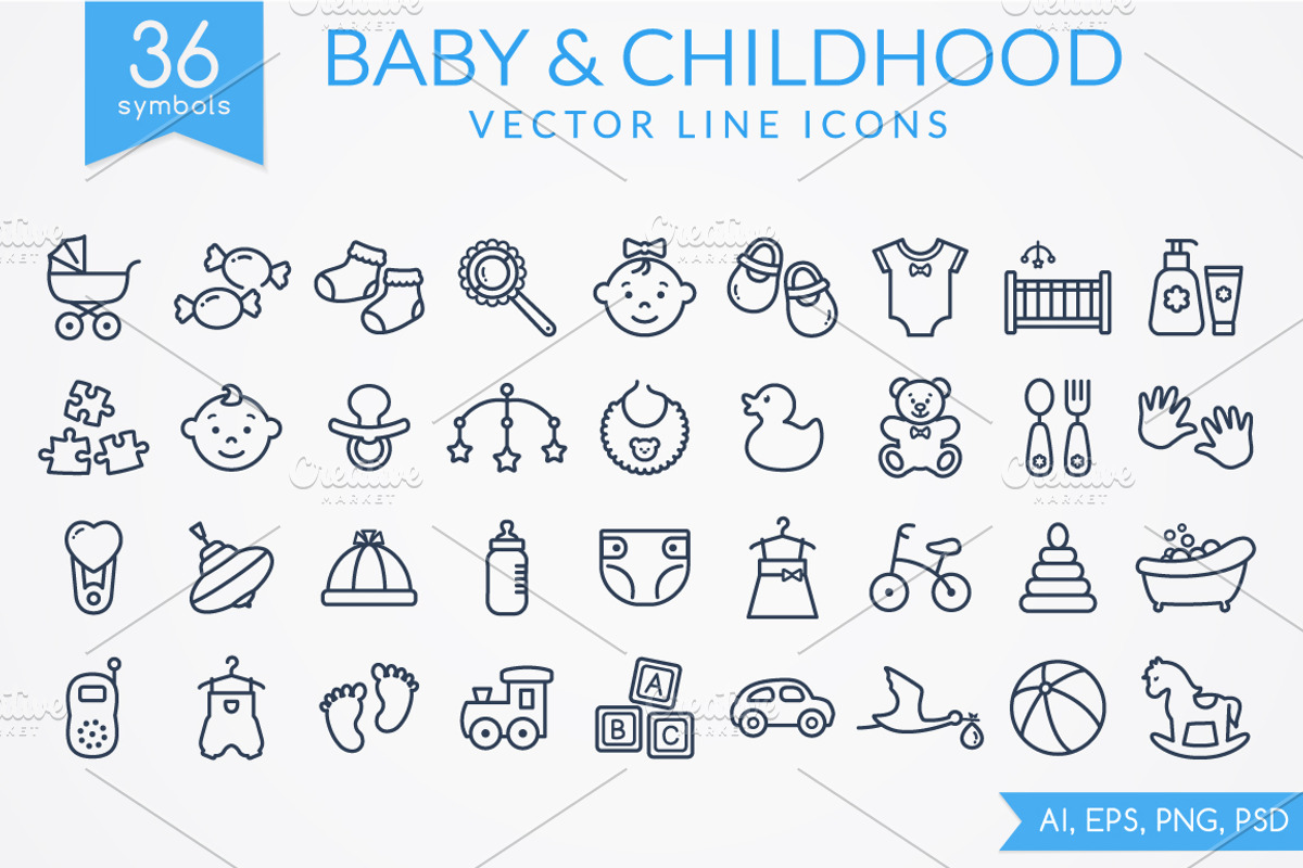 Baby line icons, an Outline Icon by JuliaMalinovskaya (Photo 1 of 2)