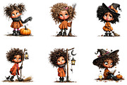 Whimsical Halloween Girl Clipart, a Seasonal Illustration by CreationArt (Thumbnail 5 of 5)