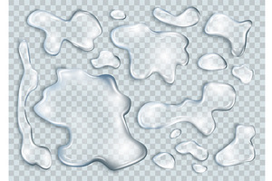 Water spill puddles set. Blue, an Object Illustration by Things for designers