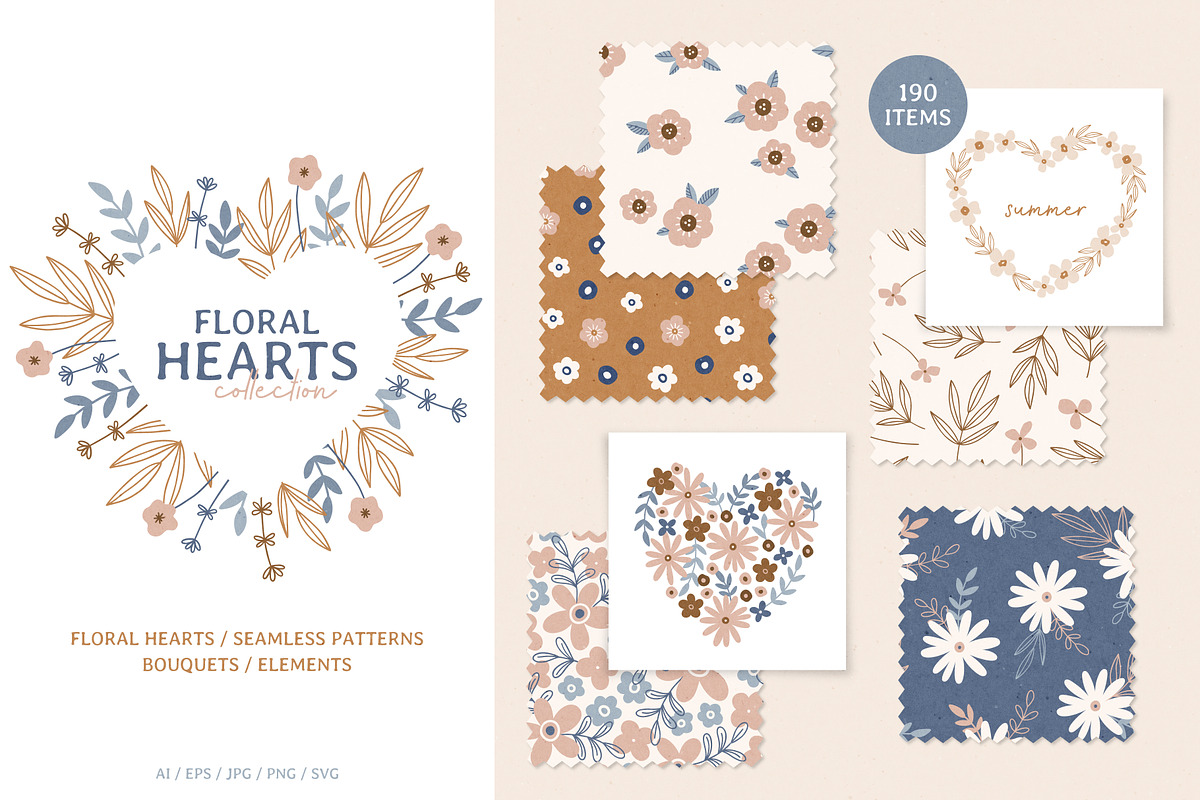 Floral Hearts - Romantic Collection, a Pattern Graphic by simpleblues (Photo 1 of 11)