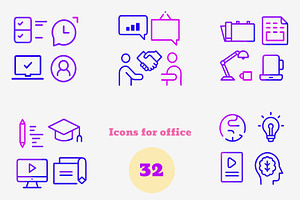 Set icons office, an Icon by Click and a Moment