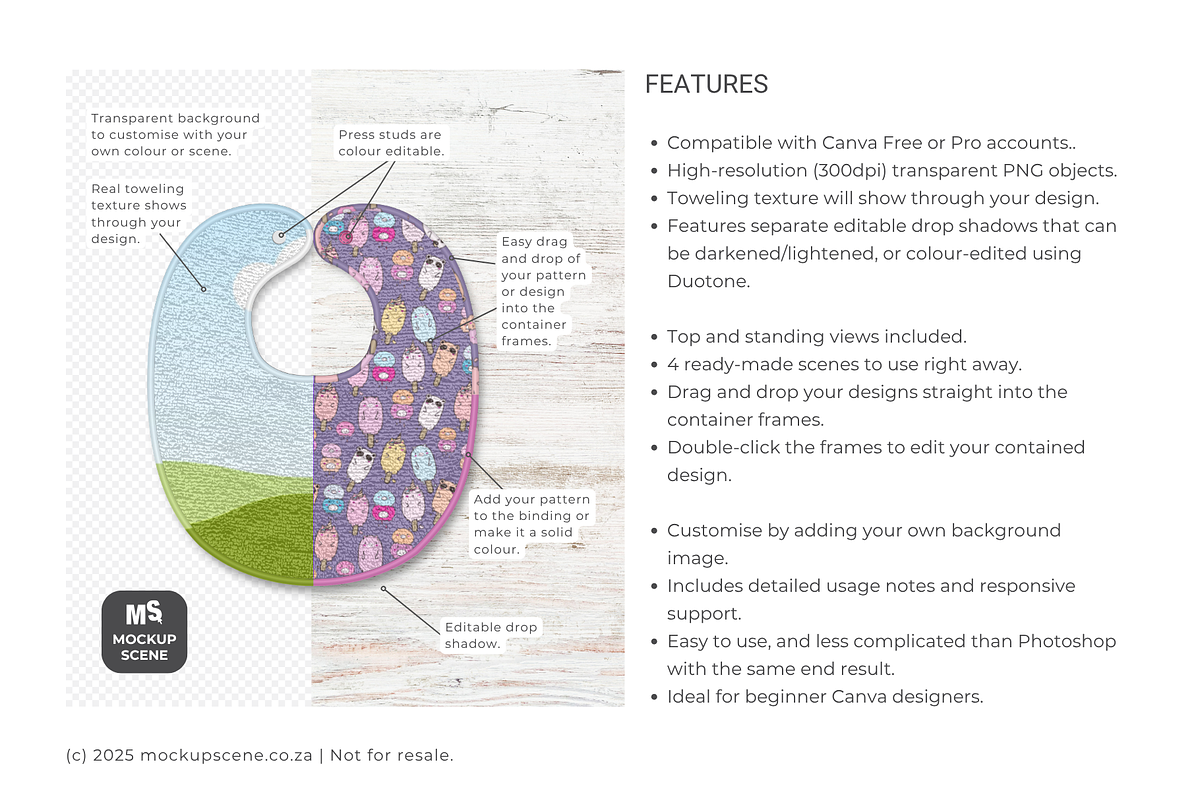 Toweling Bib Canva Mockup, an Apparel Mockup by Mockup Scene (Photo 2 of 10)