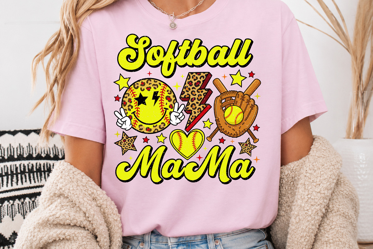 Softball Mama PNG Retro Softball Mom, a Seasonal Illustration by Rose Art (Photo 3 of 3)