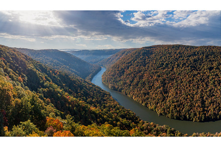 Cheat River panorama in West, a Nature Photo by Backyard Stock