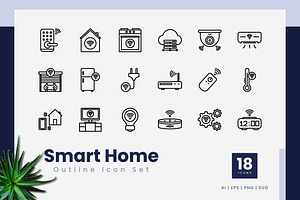 Smart Home Outline Icons, an Outline Icon by Zeer Graphic