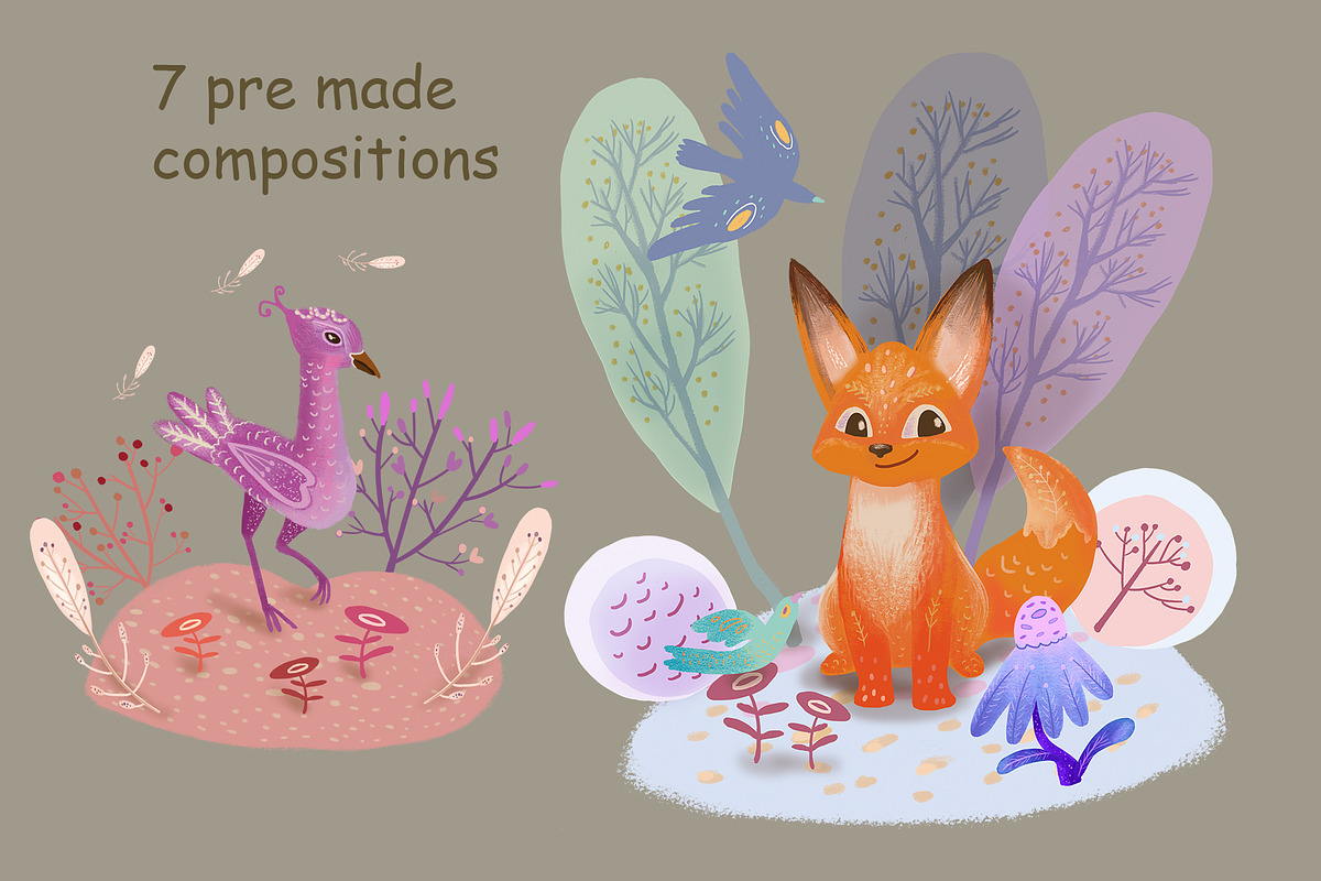 Enchanted Forest Clipart Set, an Illustration by FaliushViktoriaArtist (Photo 4 of 10)
