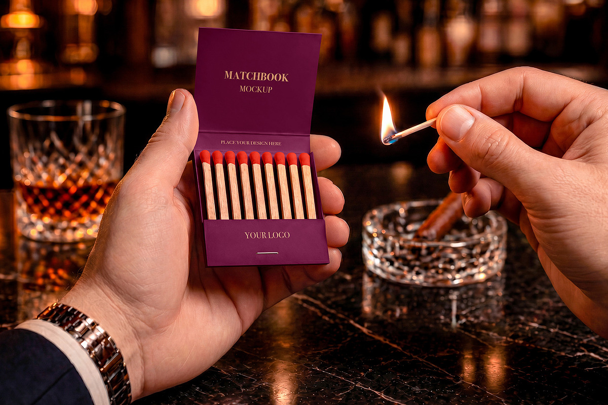 Matchbook Mockup, a Packaging Mockup by Country4k (Photo 1 of 3)