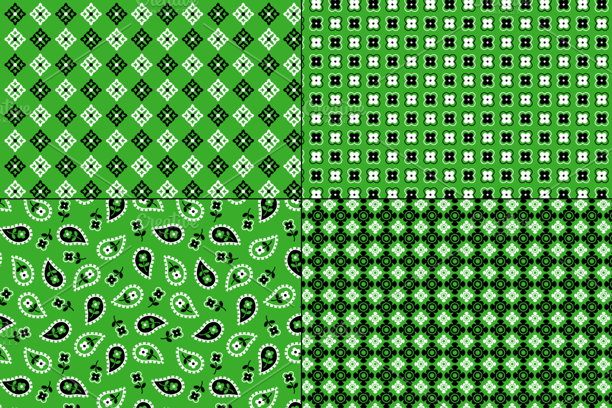 Seamless Green Bandana Patterns preview 3