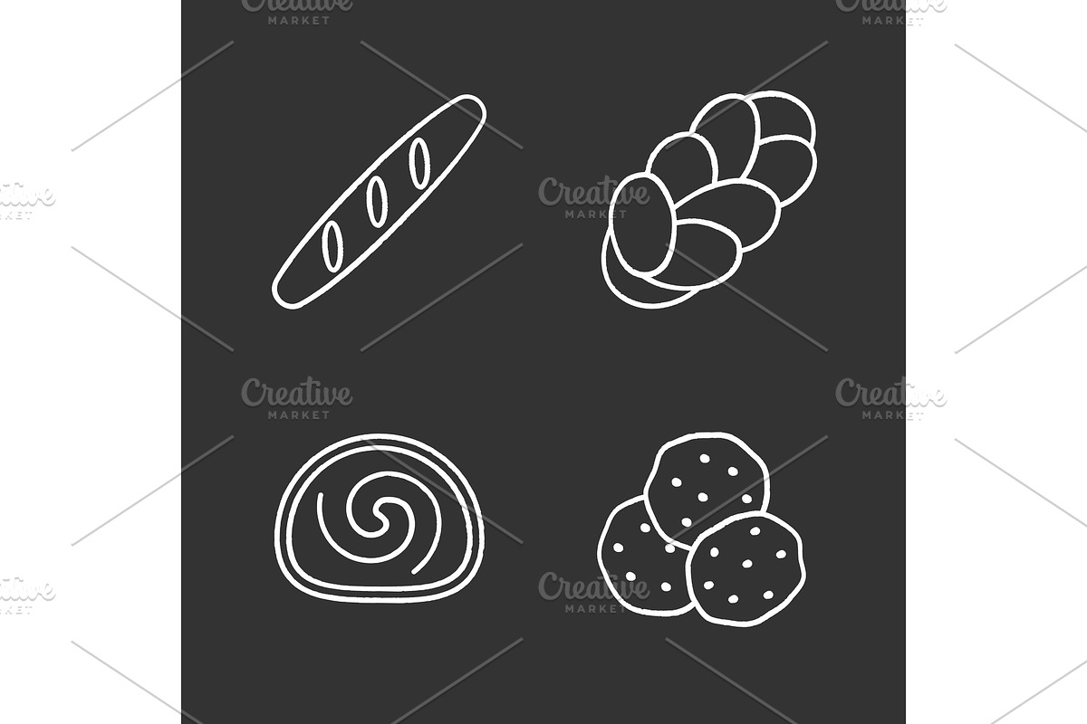 Bakery chalk icons set, an Outline Icon by IMG Visuals