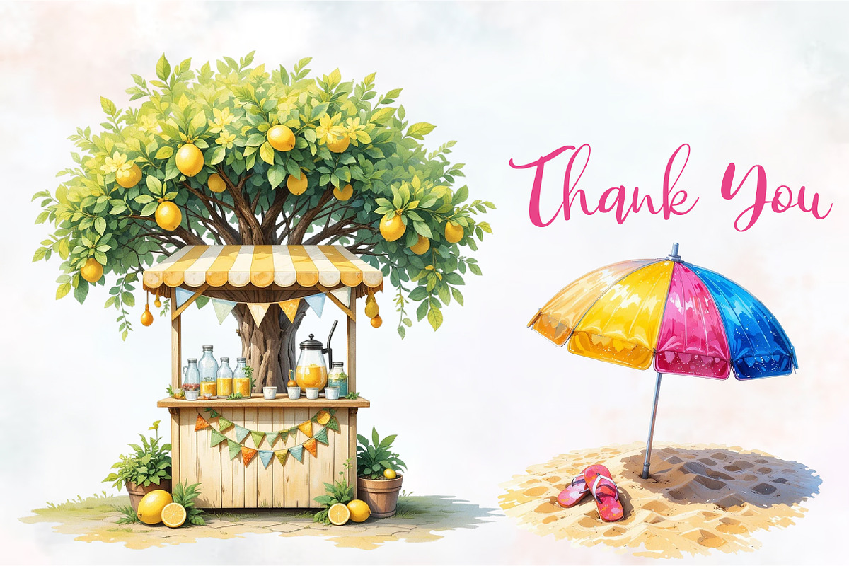Summer Scenery Watercolor Cliparts, an Illustration by RobertsArt (Photo 6 of 8)