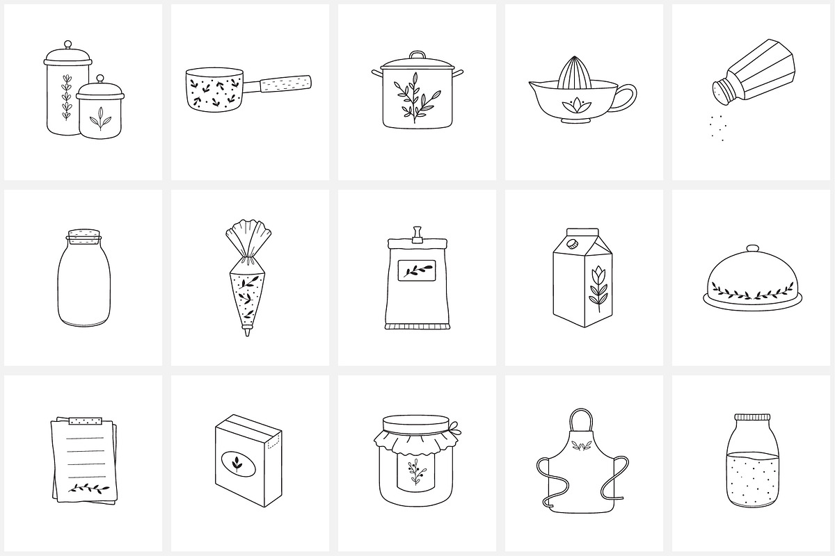 Kitchen & Cooking Icons, an Outline Icon by NatalieArtShop (Photo 5 of 16)