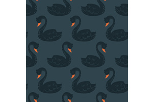 Black swan characters. Swans, an Animal Illustration by LadadikArt