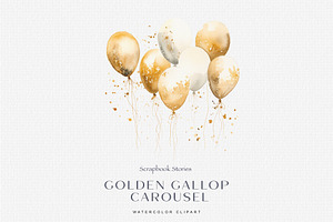 Watercolor Golden Carousel Clipart