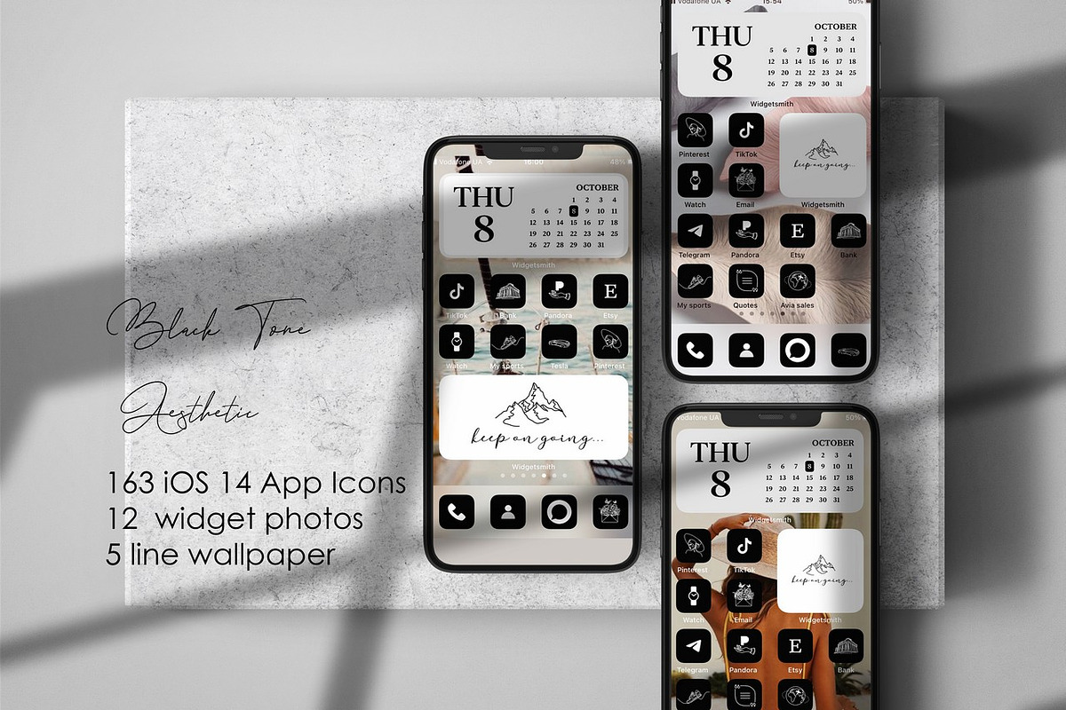 163 Black Aesthetic iOS 14 App Icons, an Icon by velychko.ua (Photo 6 of 6)