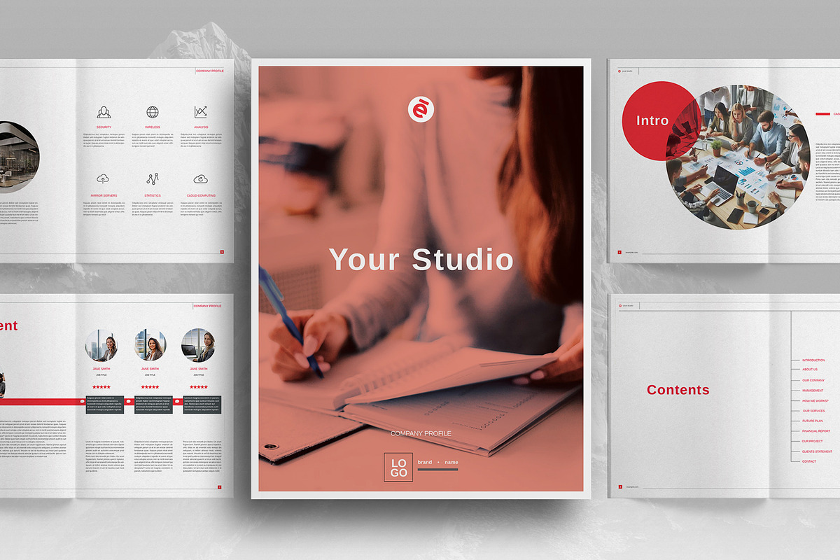 Red Studio Brochure Template, a Brochure Template by Boris Cupac (Photo 1 of 7)