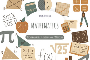 Mathematics Education Clipart Set, an Education Illustration by Palau