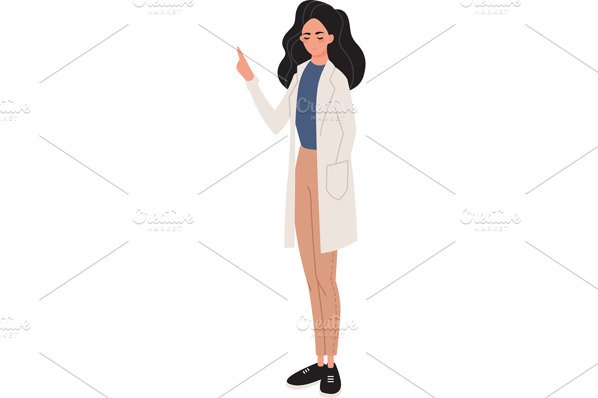 woman doctor in lab coat vector, a Healthcare Illustration by vectorpointstudio