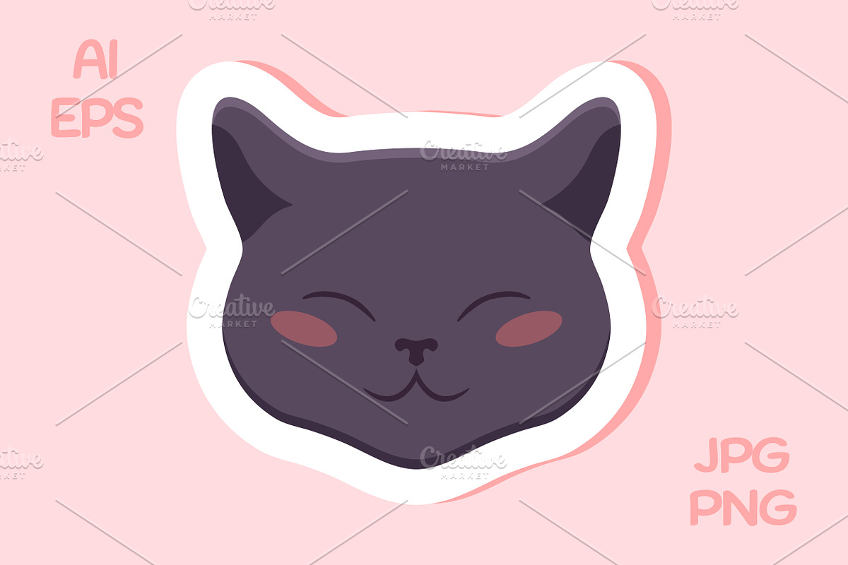 Gray Cat Emoji Stickers, an Animal Illustration by PsychocheArt (Photo 5 of 9)