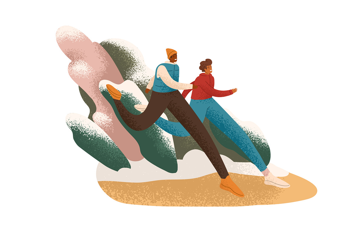 People running in winter set, a Sport Illustration by Good Studio (Photo 3 of 5)