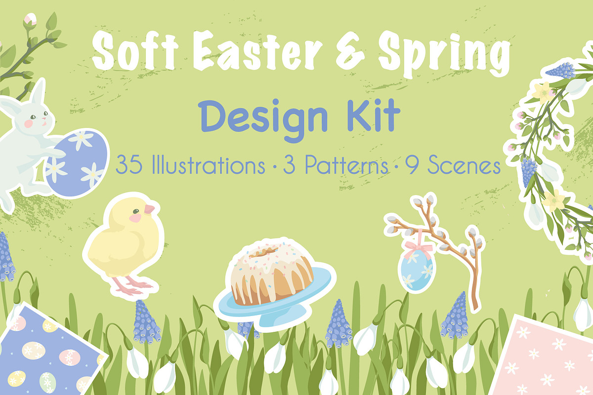 Soft Easter and Spring Design Kit, a Seasonal Illustration by statica (Photo 1 of 7)