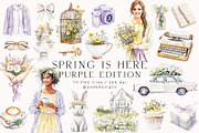 Spring Is Here. Purple Edition., a Seasonal Illustration by PeDe Designs (Thumbnail 1 of 14)