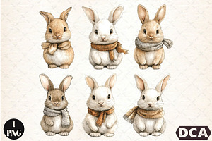 Watercolor Cartoon Rabbit PNG, an Animal Illustration by DreamCafeArt