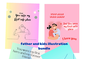 Dad and kids illustration, a Person Illustration by HeavensStar
